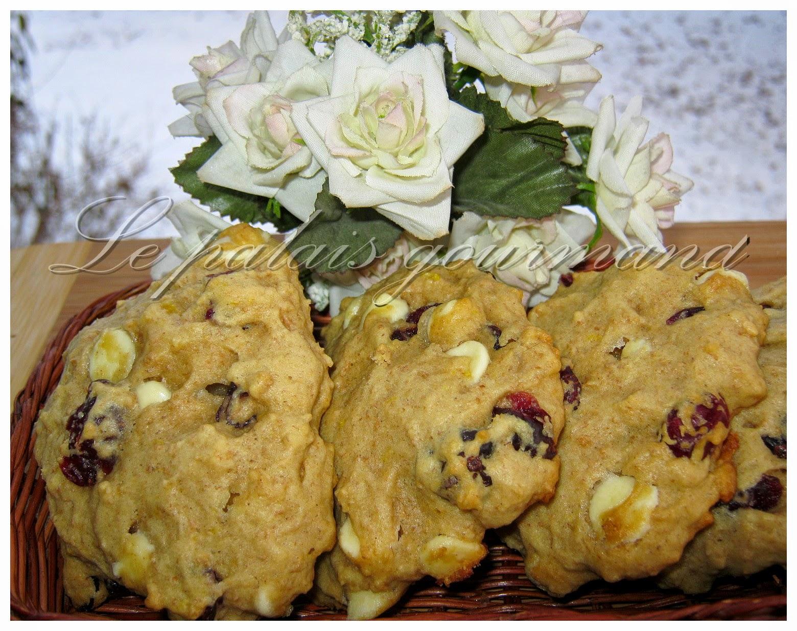 Biscuits au chocolats blancs et canneberges