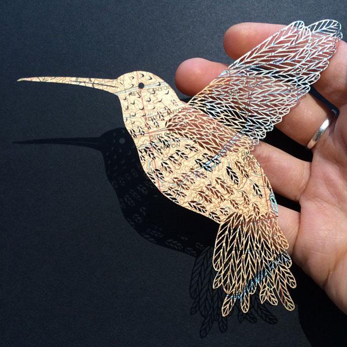 « Brave Bird » intricate paper art by Maude White