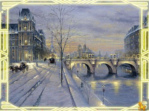 Gif animÃ©, Paris sous la neige, illuminations