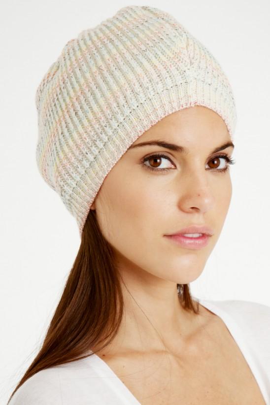 Knit cap, wide, beige, winter