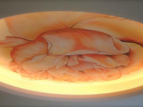 Décors peints à l'acrylique sur plafond dans des puits de lumières