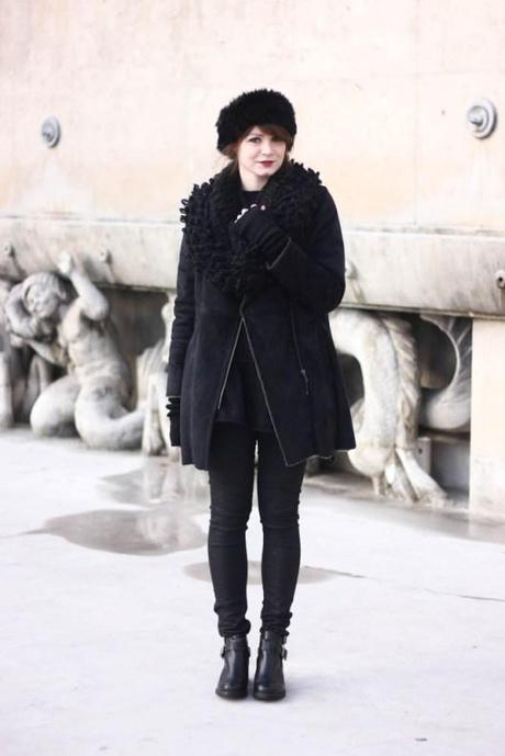 total look black winter