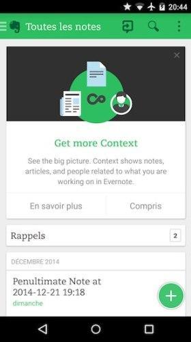 bloc note virtuel evernote pour android