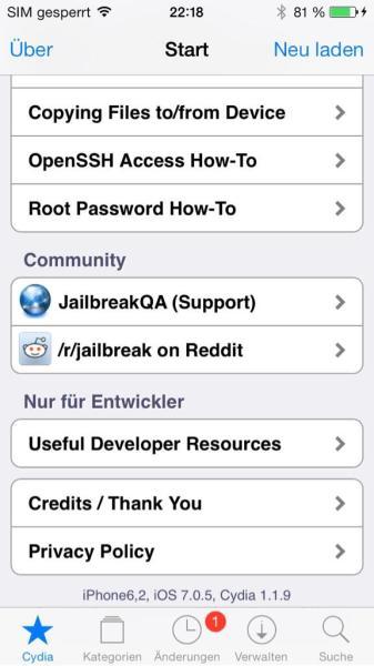L’iOS 7.0.5, jailbreak ok !