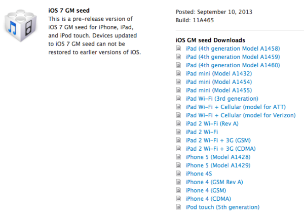 Téléchargez iOS7.0 GM version – Build: 11A465