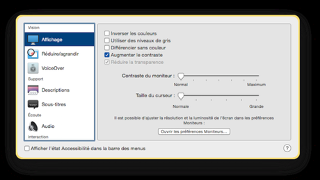 Astuce Yosemite augmenter contraste