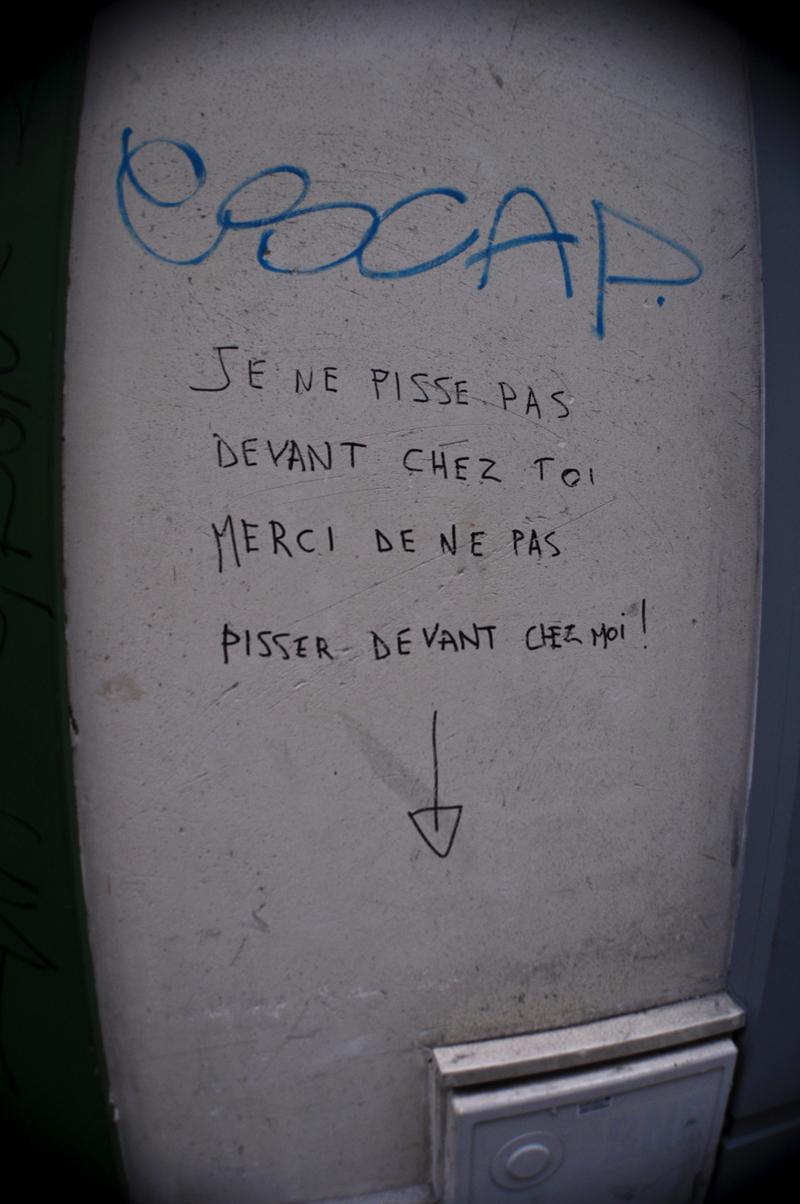 JE NE PISSE PAS DEVANT CHEZ TOI MERCI DE NE PAS PISSER DEVANT CHEZ MOI !