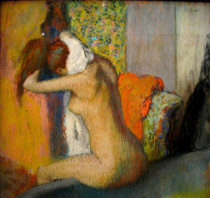 1898 après le bain, femme nue s'essuyant la nuque