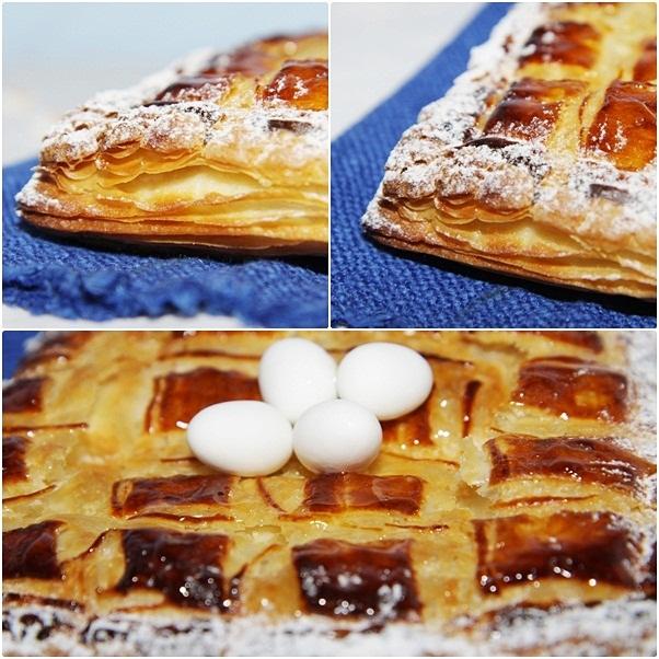 Galette des rois framboise, crème amandine à l'eau de rose et éclats de dragées