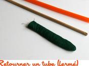 Astuce retourner tube tissu avec paille baguette