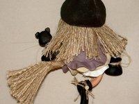  Sorcière avec leur p'tit chat  à suspendre en porcelaine froide