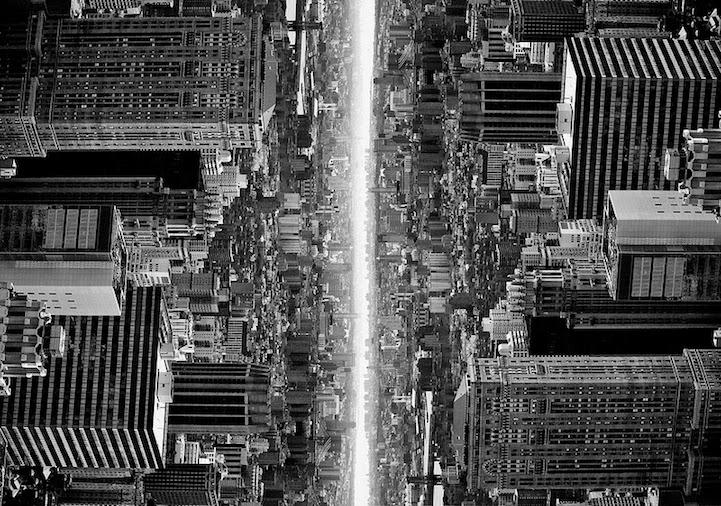 Paysages new-yorkais en miroir par Brad Sloan - Photo en noir et blanc