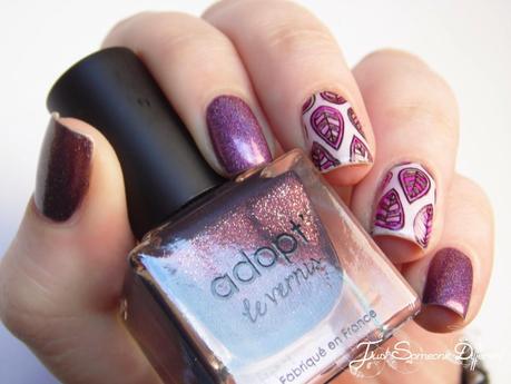 Feuilles en ton de roses - Méthode du stamping colorié