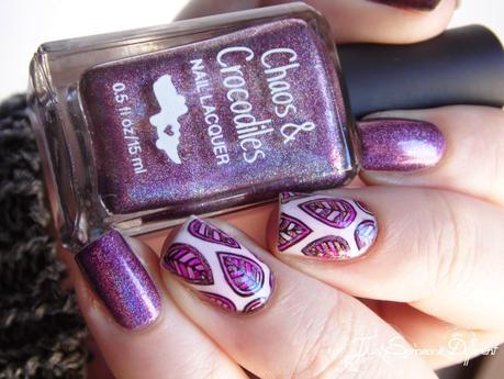 Feuilles en ton de roses - Méthode du stamping colorié