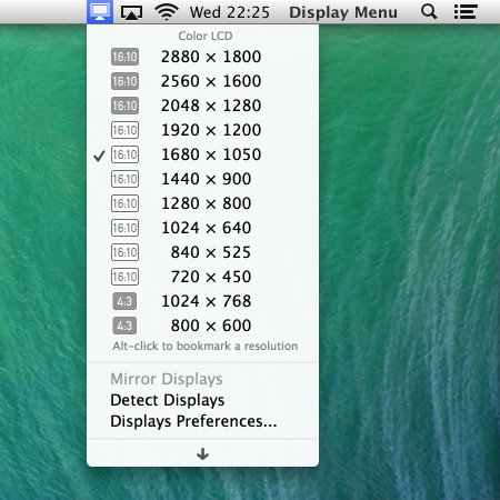 Display Menu retina Mac Aficionados