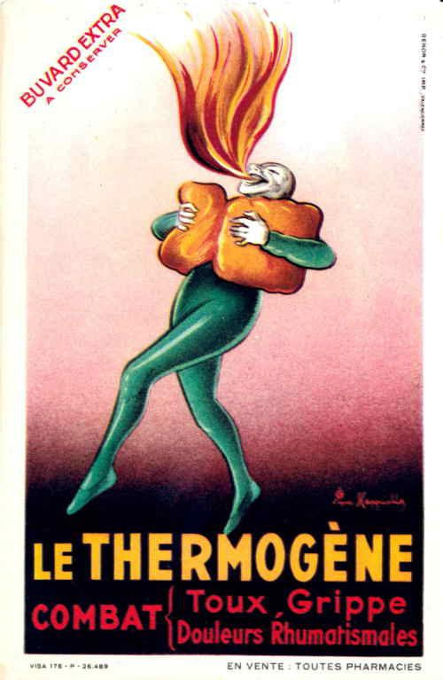 Buvard publicitaire Le Thermogène, dessin de Cappiello