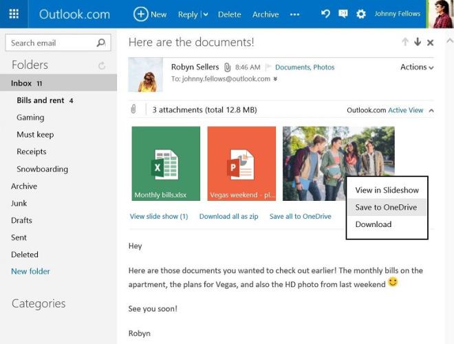 Outlook sauvegardez pièces jointes sur OneDrive