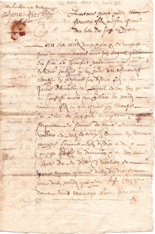 1626 - Manuscrit Suze sur Crest (Drôme)