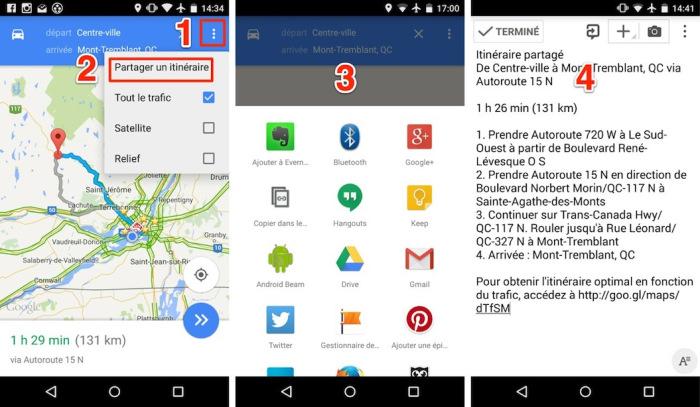Google Maps pour Android : comment partager un itinéraire