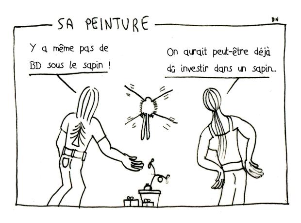 SA PEINTURE, strip de Zéda pour illustrer les 7BD du mois, spécial Sapin !