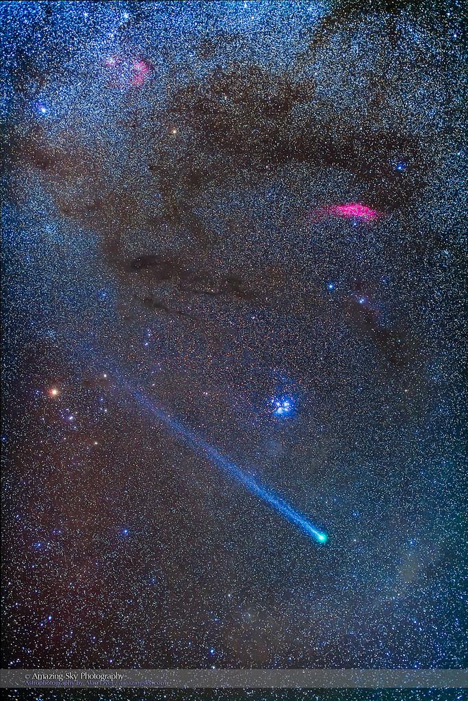 Comet Lovejoy's Long Ion Tail in Taurus