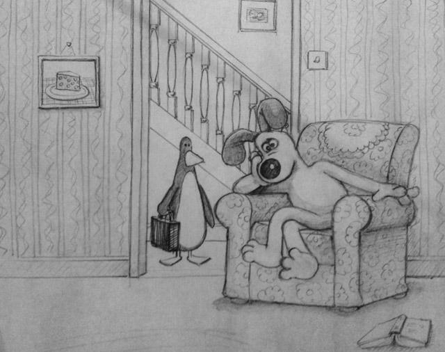 Wallace-and-Gromit-exhibition-M-Shed-Bristol-Feathers-and-Gromit-drawing