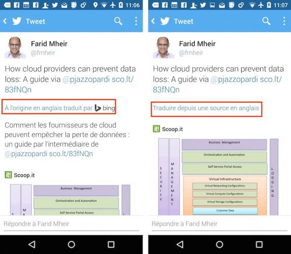 Twitter: retour de la traduction automatisée des tweets
