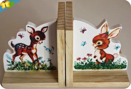 Nos serre-livres rétros Bambi et lapin par Sass & belle  
