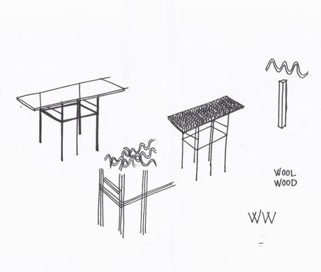 WOOL AND WOOD la console bois et laine par Amaury Poudray