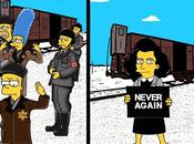 Never Again artiste italien imagine Simpson Auschwitz