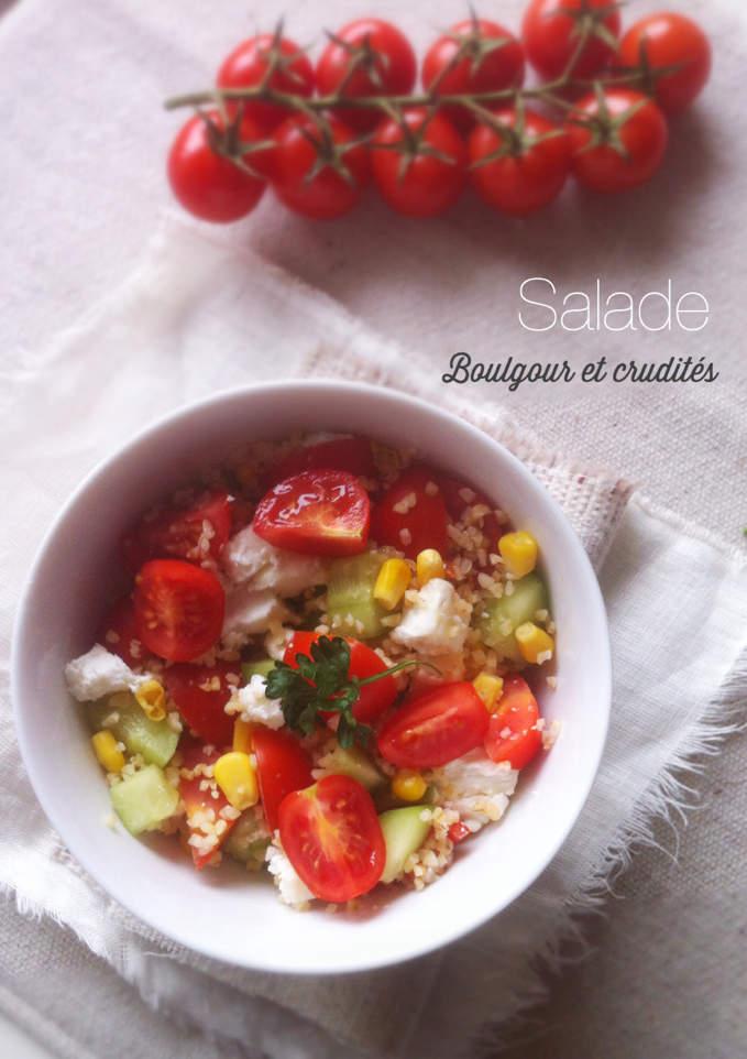 Recette Healthy ♥ Salade Boulgour, Fromage de chèvre &; cruditées