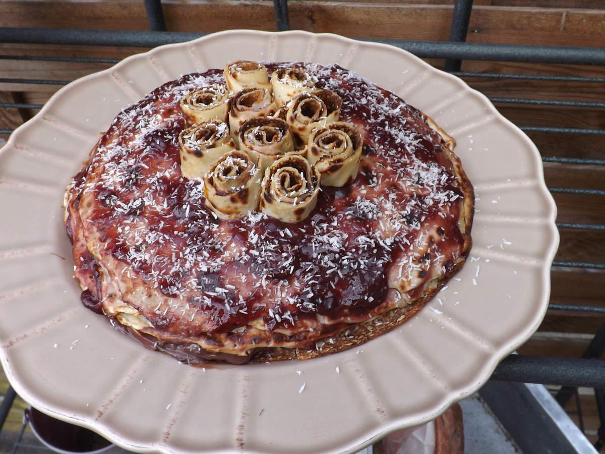 Gateau De Crepes A La Confiture De Cerises Et Sa Mousse De Tofu Soyeux Au Chocolat Ig Bas Paperblog
