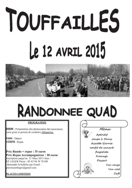 Rando Quad du comité des fêtes de Toufailles (82) le 12 avril 2015