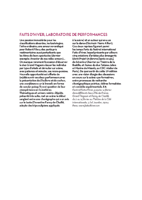 Double page dans LIBÉRATION pour le festival FAITS D’HIVER et le jeune collectif (LA)HORDE LIBERATIONVOIDISLAND3