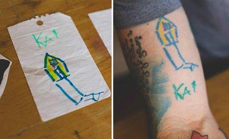 Il se tatoue les dessins réalisés par son fils