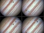 Hubble photographie passage trois lunes devant Jupiter