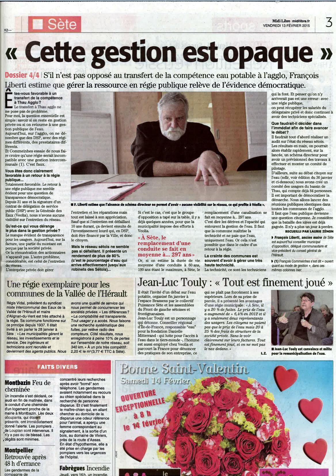 Pour une municipalité responsable, le retour en régie publique est une évidence…