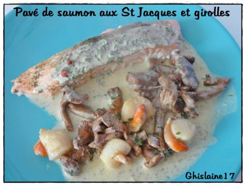 Pavé de saumon aux St Jacques et girolles