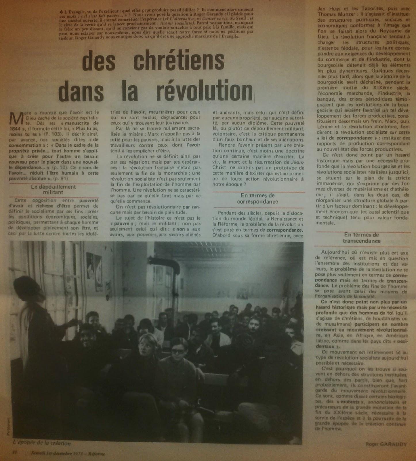 Des chrétiens dans la révolution