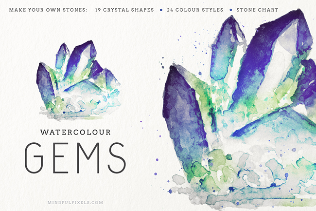 5 éléments graphiques aquarelle - Watercolour Gem Creator Kit