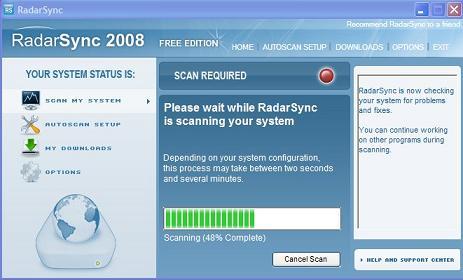 Radar Sync - Commencement du scan
