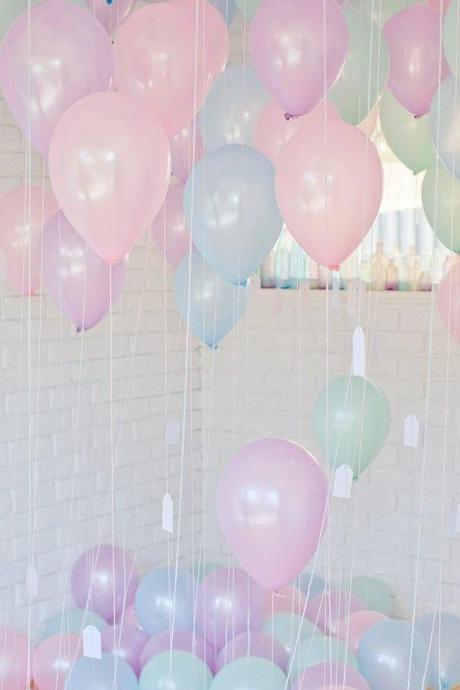 Pastel Wedding - balloons could be used as place cards
