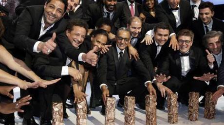 Abderrahmane Sissako et l'équipe  de son film 