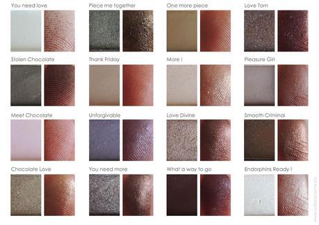 swatches i heart chocolate makeup revolution