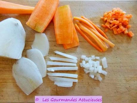 Courges Baby-boo farcies aux radis et aux carottes (Vegan)