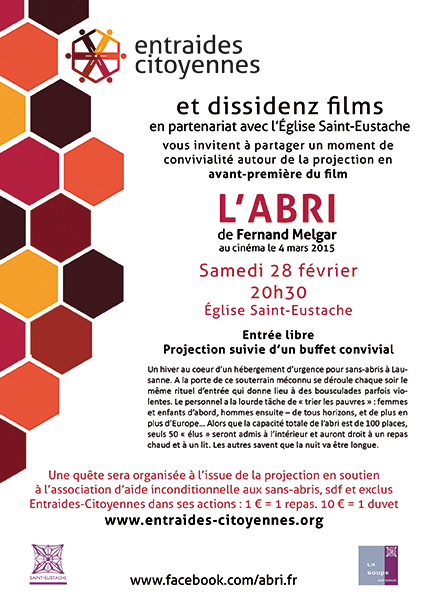 L’abri : avant-première parisienne façon entraides-citoyennes L’abri : avant-première parisienne façon entraides-citoyennes