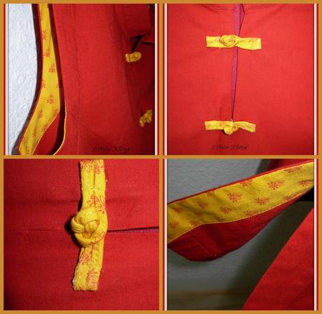 2014.06.08 - Robe chinoise rouge avec parementures et boutons chinois en coton imprimé jaune