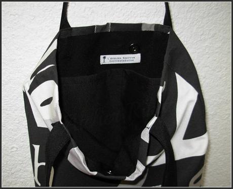 2014.06.02 - Sac cabas omprimé noir et blanc en coton doublé coton uni noir