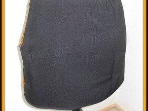 2014.07.22 - Mini-jupe bi-matière en coton WAX et tissu uni noir, noeuds de chaussure assortis