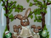 cadre avec famille lapinou spécial pâques porcelaine froide